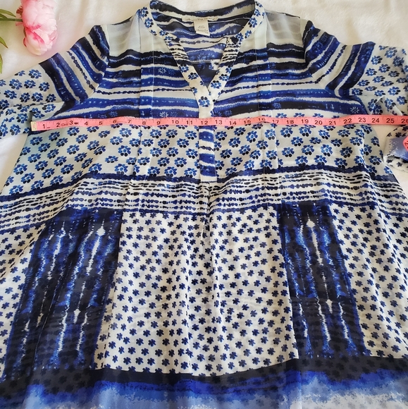 SWIM American Rag 1X Hi-low Boho Swim Cover Up Blue Floral - Picture 11 of 15